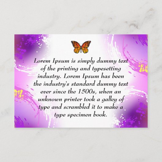 Monarch Butterflies op Paarse achtergrond Informatiekaartje (Achterkant)