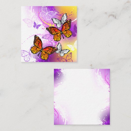 Monarch Butterflies op Paarse achtergrond Informatiekaartje (Voorkant / Achterkant)
