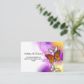 Monarch Butterflies op Paarse achtergrond Informatiekaartje (Staand voorkant)