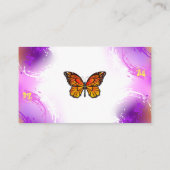 Monarch Butterflies op Paarse achtergrond Informatiekaartje (Achterkant)