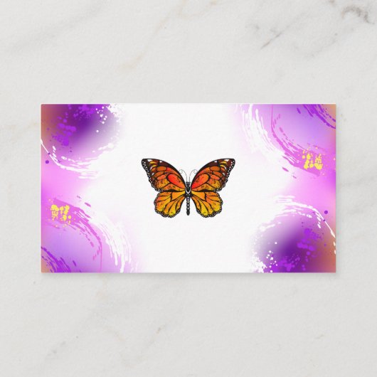 Monarch Butterflies op Paarse achtergrond Informatiekaartje (Achterkant)