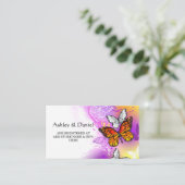 Monarch Butterflies op Paarse achtergrond Informatiekaartje (Staand voorkant)