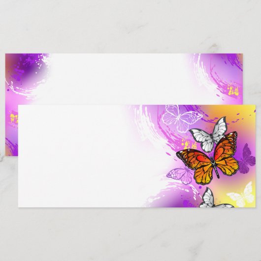 Monarch Butterflies op Paarse achtergrond Kaart (Voorkant / Achterkant)
