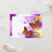 Monarch Butterflies op Paarse achtergrond Kaart (Voorkant / Achterkant in situ)