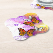Monarch Butterflies op Paarse achtergrond Kartonnen Onderzetters (Gekanteld)