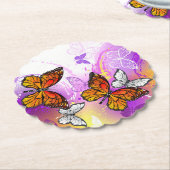 Monarch Butterflies op Paarse achtergrond Kartonnen Onderzetters (Gekanteld)