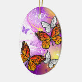 Monarch Butterflies op Paarse achtergrond Keramisch Ornament (Links)
