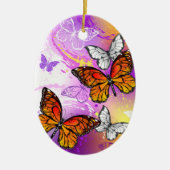 Monarch Butterflies op Paarse achtergrond Keramisch Ornament (Voorkant)