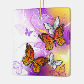 Monarch Butterflies op Paarse achtergrond Keramisch Ornament (Links)