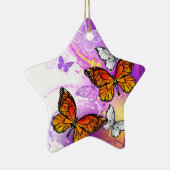 Monarch Butterflies op Paarse achtergrond Keramisch Ornament (Rechts)