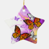 Monarch Butterflies op Paarse achtergrond Keramisch Ornament (Voorkant)