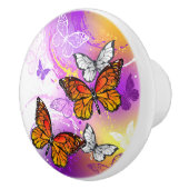 Monarch Butterflies op Paarse achtergrond Keramische Knop (Rechts)