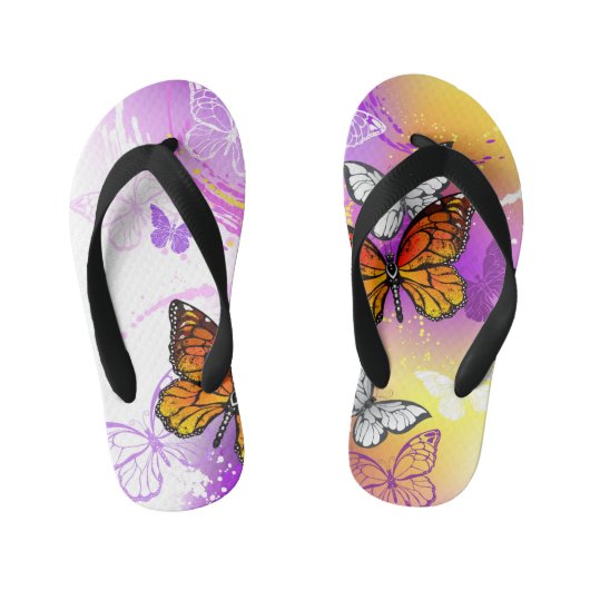 Monarch Butterflies op Paarse achtergrond Kinder Teenslippers (Voetbed)