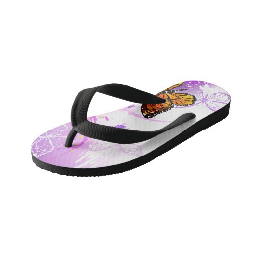 Monarch Butterflies op Paarse achtergrond Kinder Teenslippers (Schuin)