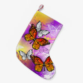 Monarch Butterflies op Paarse achtergrond Kleine Kerstsok (Voorkant (Hangend))