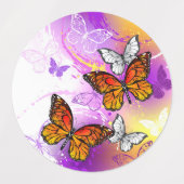 Monarch Butterflies op Paarse achtergrond Labels (Design 2)