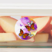 Monarch Butterflies op Paarse achtergrond Labels (Aangebracht)