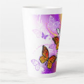 Monarch Butterflies op Paarse achtergrond Latte Mok (Voorkant)