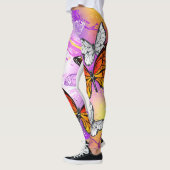 Monarch Butterflies op Paarse achtergrond Leggings (Links)