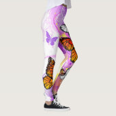 Monarch Butterflies op Paarse achtergrond Leggings (Rechts)