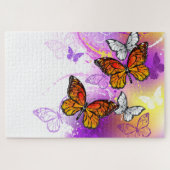 Monarch Butterflies op Paarse achtergrond Legpuzzel (Horizontaal)