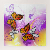 Monarch Butterflies op Paarse achtergrond Legpuzzel (Horizontaal)