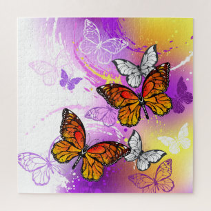 Monarch Butterflies op Paarse achtergrond Legpuzzel