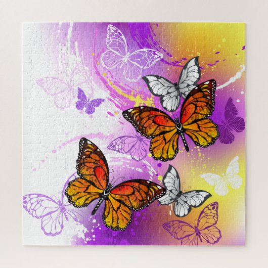 Monarch Butterflies op Paarse achtergrond Legpuzzel (Verticaal)
