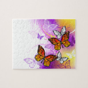 Monarch Butterflies op Paarse achtergrond Legpuzzel