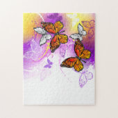Monarch Butterflies op Paarse achtergrond Legpuzzel (Verticaal)