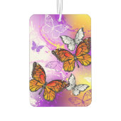 Monarch Butterflies op Paarse achtergrond Luchtverfrisser (Achterkant)