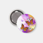Monarch Butterflies op Paarse achtergrond Magneet (Voorkant / Achterkant)