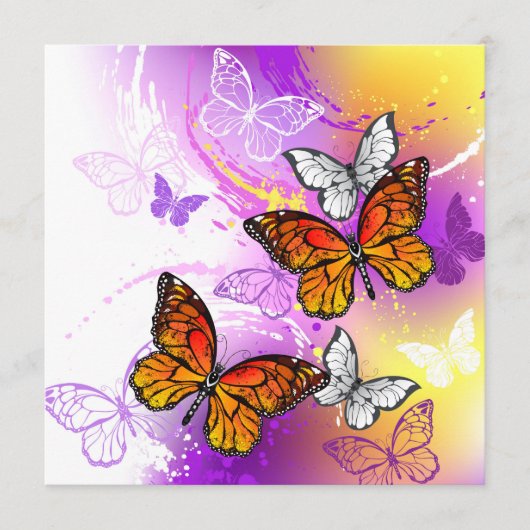 Monarch Butterflies op Paarse achtergrond Menu (Voorkant)