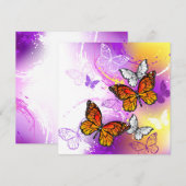 Monarch Butterflies op Paarse achtergrond Menu (Voorkant / Achterkant)