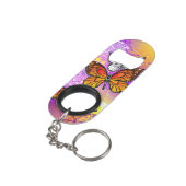 Monarch Butterflies op Paarse achtergrond Mini Flessenopener (Achterkant Gekanteld)