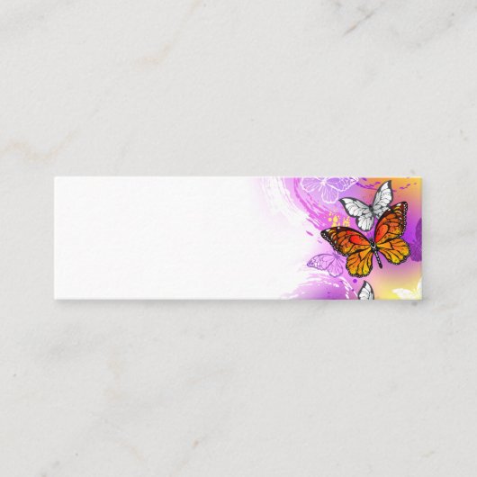 Monarch Butterflies op Paarse achtergrond Mini Visitekaartje (Voorkant)