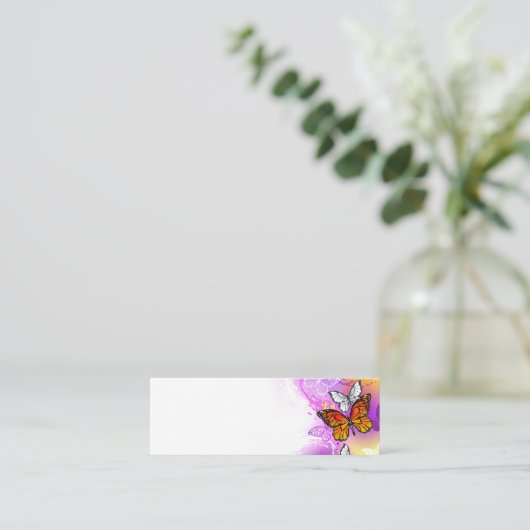 Monarch Butterflies op Paarse achtergrond Mini Visitekaartje