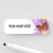 Monarch Butterflies op Paarse achtergrond Naamplaatje (In situ)