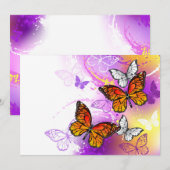 Monarch Butterflies op Paarse achtergrond Notitiekaartje (Voorkant / Achterkant)