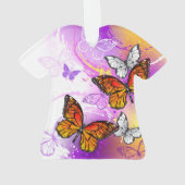Monarch Butterflies op Paarse achtergrond Ornament (achterkant)