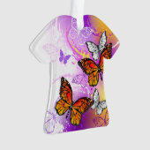 Monarch Butterflies op Paarse achtergrond Ornament (voorkant)