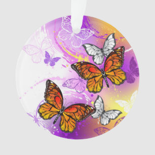 Monarch Butterflies op Paarse achtergrond Ornament