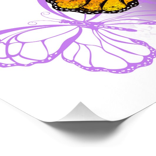 Monarch Butterflies op Paarse achtergrond Perfect Poster (Hoek)