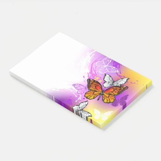 Monarch Butterflies op Paarse achtergrond Post-it® Notes (Schuin)