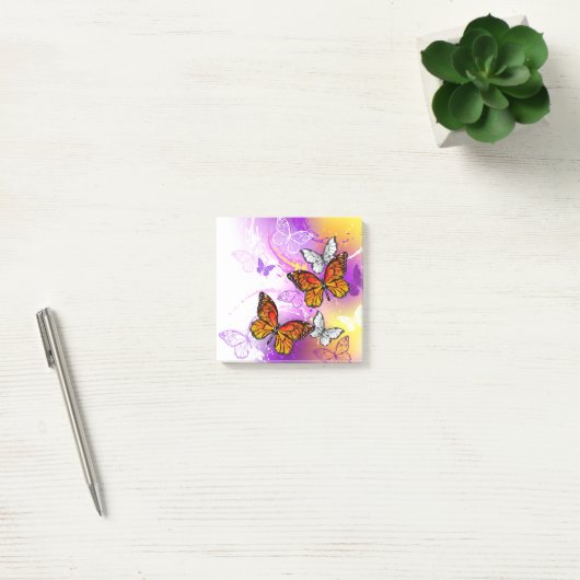 Monarch Butterflies op Paarse achtergrond Post-it® Notes (Kantoor)