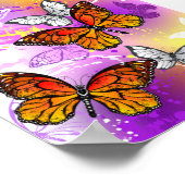 Monarch Butterflies op Paarse achtergrond Poster (Hoek)