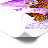 Monarch Butterflies op Paarse achtergrond Poster (Hoek)