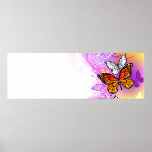 Monarch Butterflies op Paarse achtergrond Poster