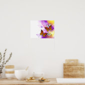 Monarch Butterflies op Paarse achtergrond Poster (Keuken)