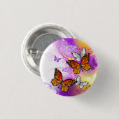 Monarch Butterflies op Paarse achtergrond Ronde Button 3,2 Cm (Voorkant /achterkant)